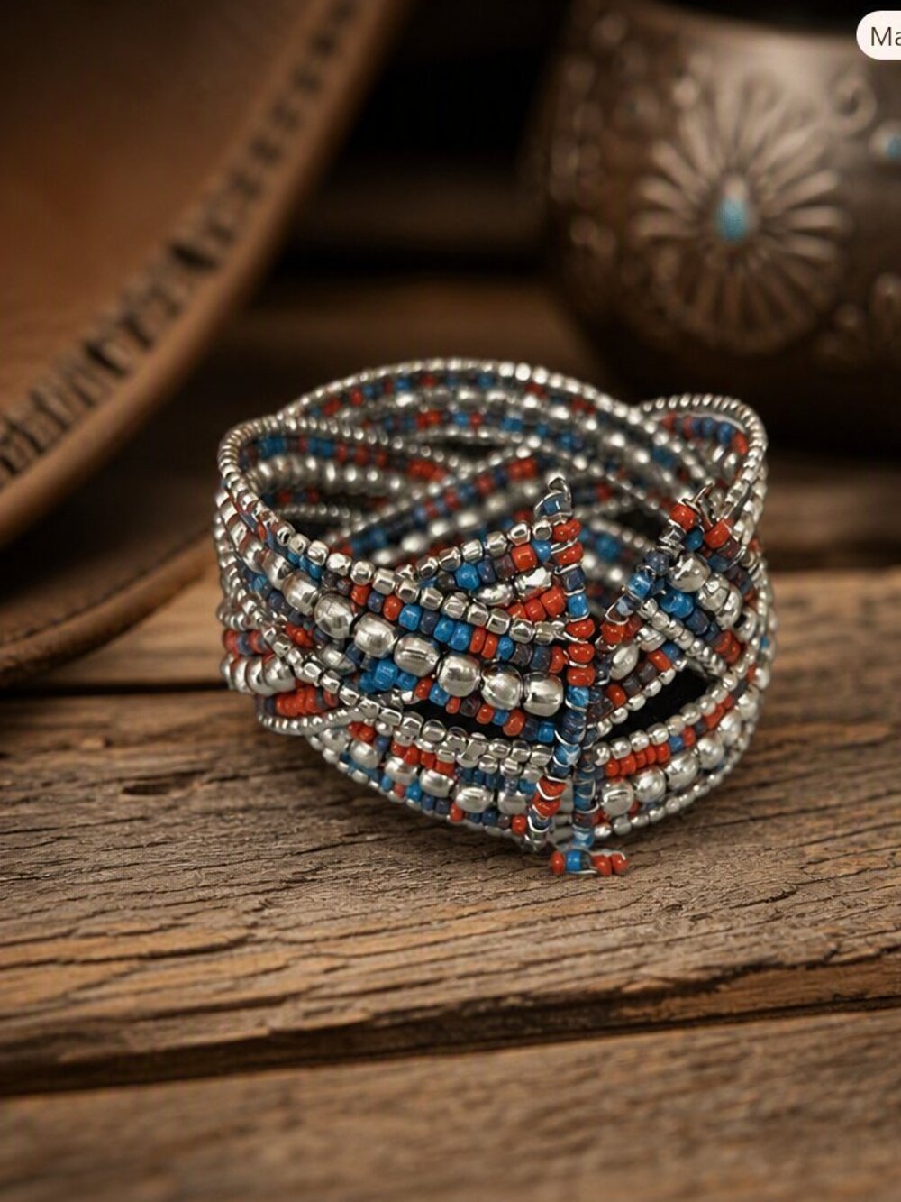 Beaded Cuff Bracelet Handmade 